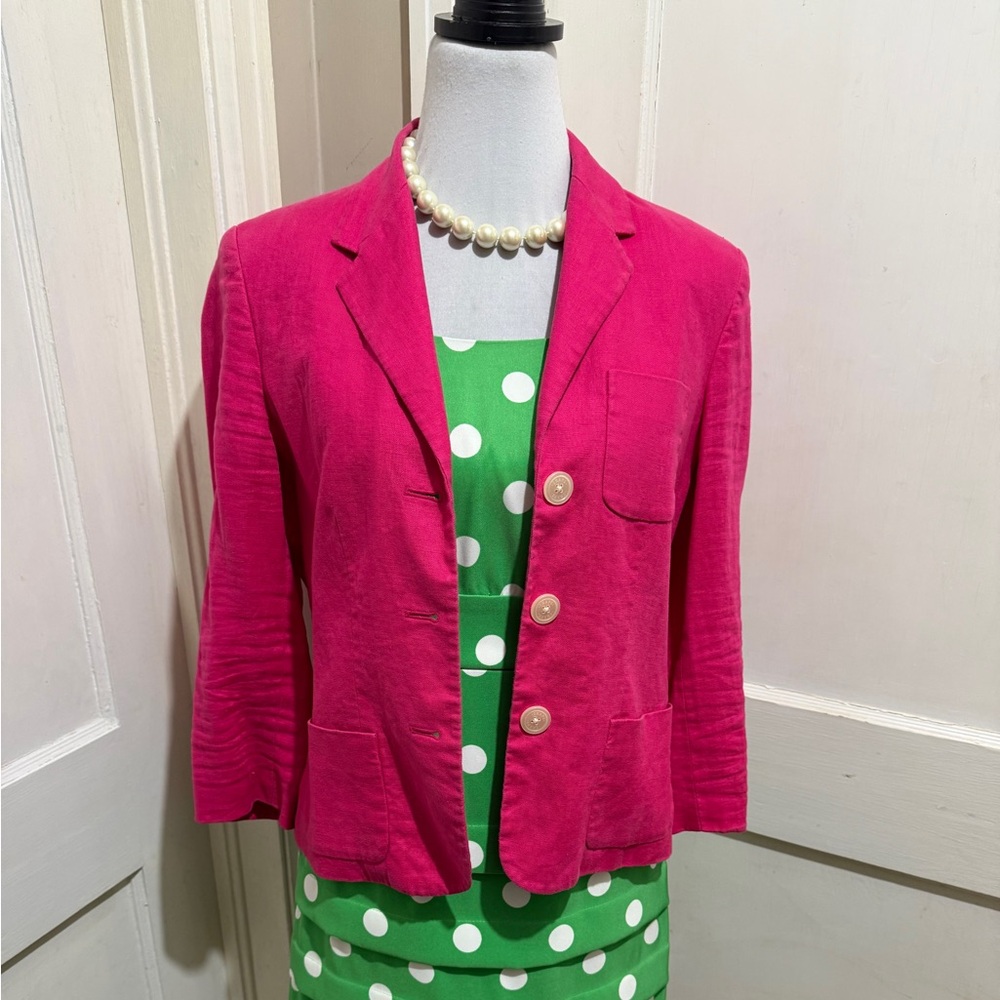 Women's 10 Chaps Fuchsia Pink Linen Blazer